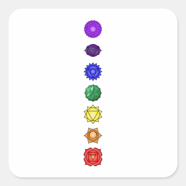 Sticker Carré Sept chakras verticaux (Devant)