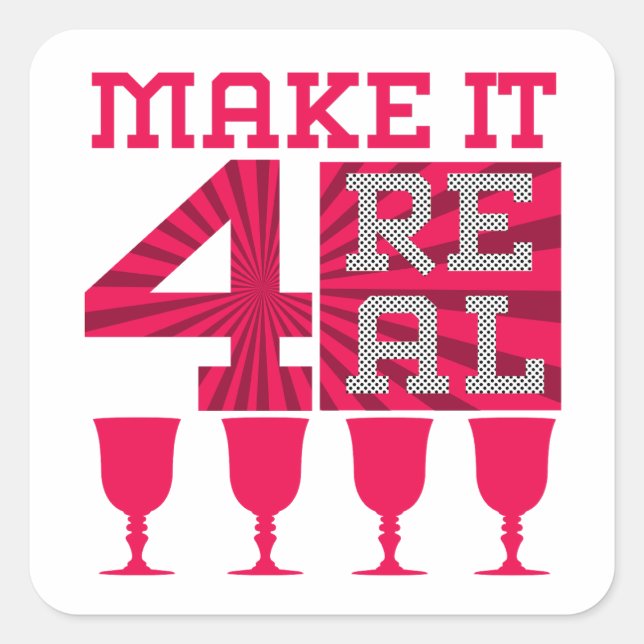 Sticker Carré Séquence de Pâque Faites-le 4 Real, les 4 tasses d (Devant)