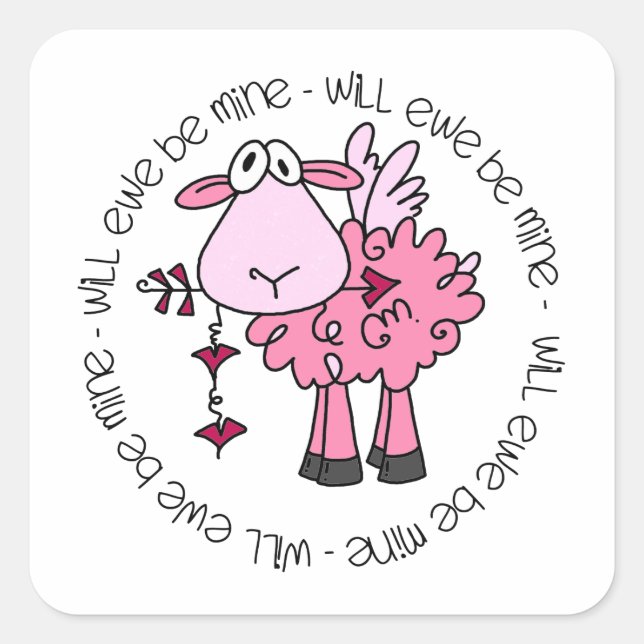 Sticker Carré Seras-Tu À Moi Valentine ? (Devant)