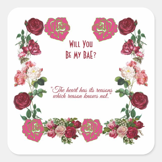 Sticker Carré Seras-tu mon chéri Roses rustiques Saint-Valentin  (Devant)