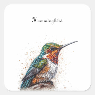 Sticker Carré Serenade de colibri bijoux, coutume