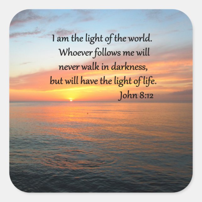 STICKER CARRÉ SERENE JOHN 8:12 LEVER L'OCÉAN (Devant)