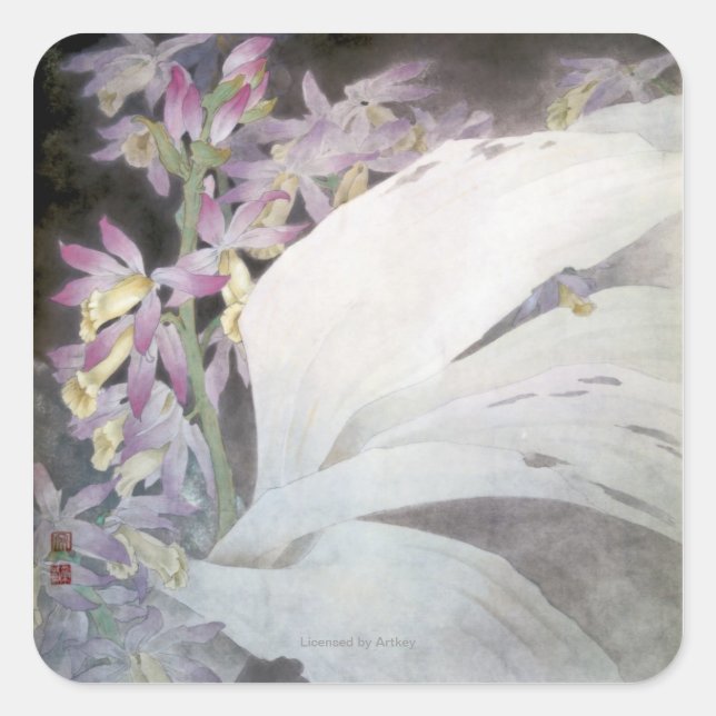 Sticker Carré Série de fleurs II- Phaius (Devant)