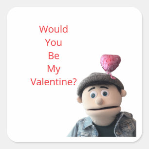 Sticker Carré Seriez-vous mon Valentin ?