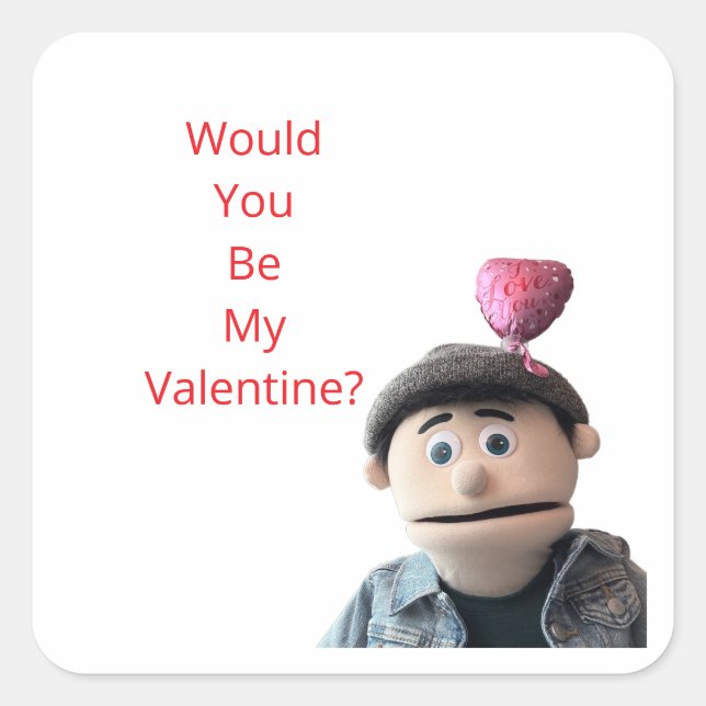 Sticker Carré Seriez-vous mon Valentin ? (Devant)