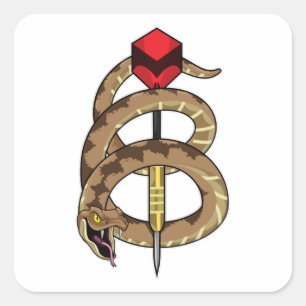 Sticker Carré Serpent aux fléchettes avec tarte