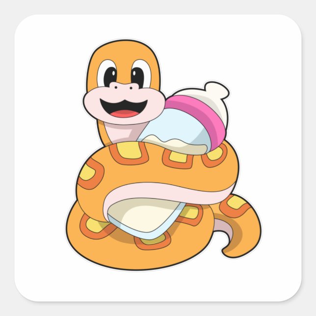 Sticker Carré Serpent avec bouteille Baby (Devant)