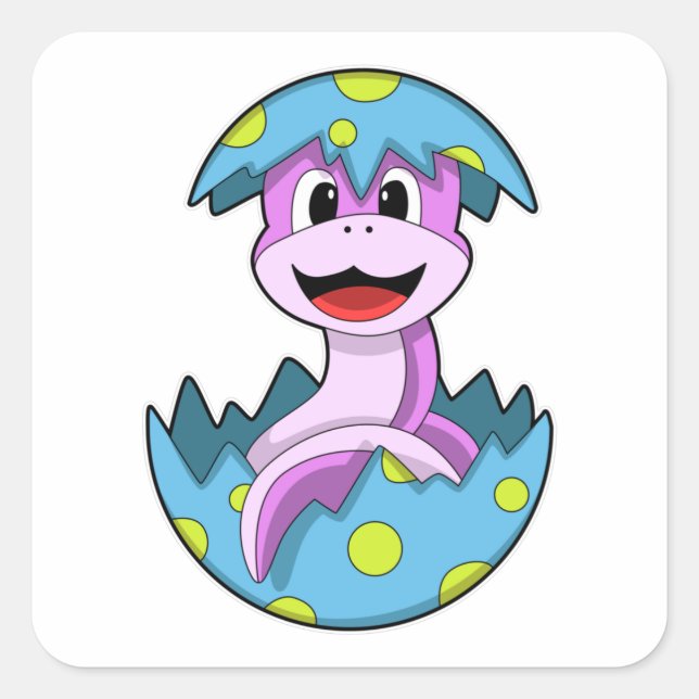 Sticker Carré Serpent avec coquille d'oeuf (Devant)