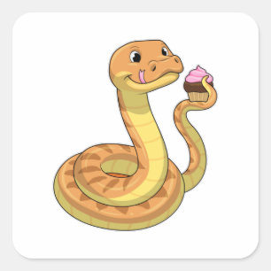 Sticker Carré Serpent avec muffin