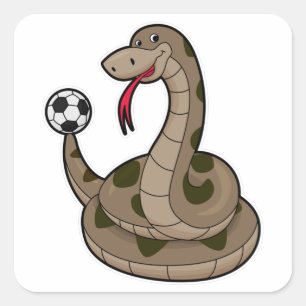 Sticker Carré Serpent comme joueur de football avec balle de foo