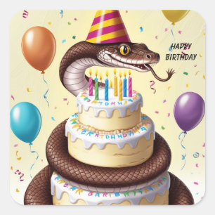 Sticker Carré Serpent Construire l'anniversaire du gâteau