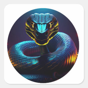 Sticker Carré Serpent De Cobra Noir Dans Votre Visage