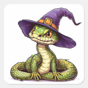 Sticker Carré Serpent de dessin animé adorable