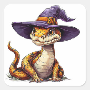 Sticker Carré Serpent de dessin animé adorable