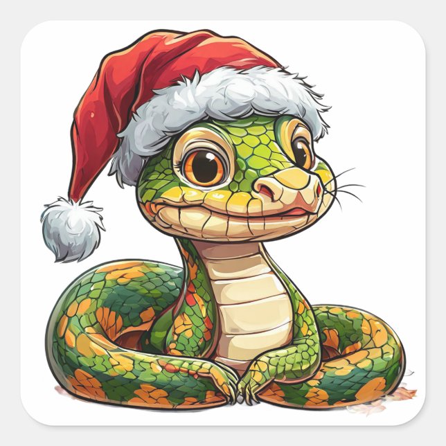 Sticker Carré Serpent de dessin animé adorable (Devant)
