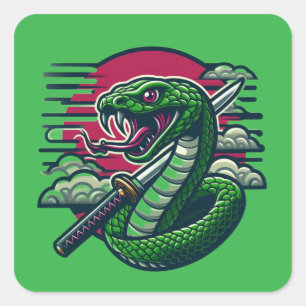 Sticker Carré Serpent vert