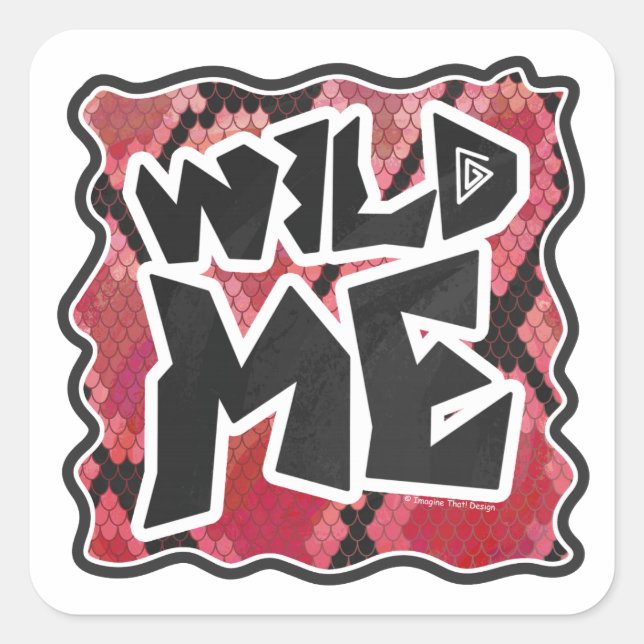 Sticker Carré Serpent Wild Me Black et Red Print (Devant)
