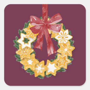 Sticker Carré Serre de biscuits de Noël avec Arrière - plan de p
