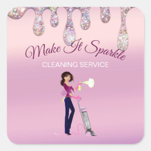 Sticker Carré Service de nettoyage de la femme de parties scinti