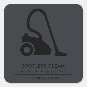 STICKER CARRÉ SERVICE DE NETTOYAGE EN VACUM SIMPLE GRAY NOIR