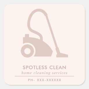 STICKER CARRÉ SERVICE DE NETTOYAGE EN VACUM SIMPLE ROSE BLANC