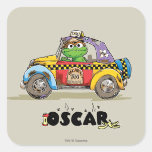 Sticker Carré Service de taxi vintage d'Oscar