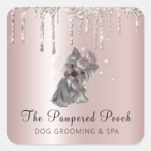 Sticker Carré Service de toilettage de chiens de Glam Parties sc