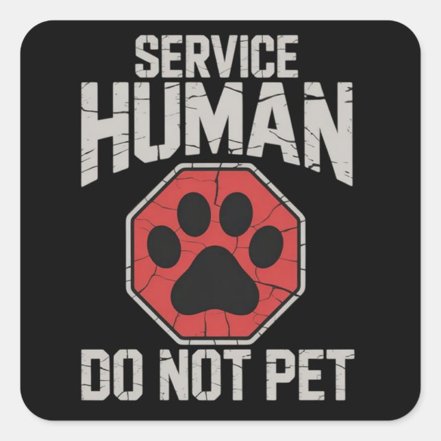 Sticker Carré Service Dog Human Do Not Pet Rescue Dog Owner  (Devant)