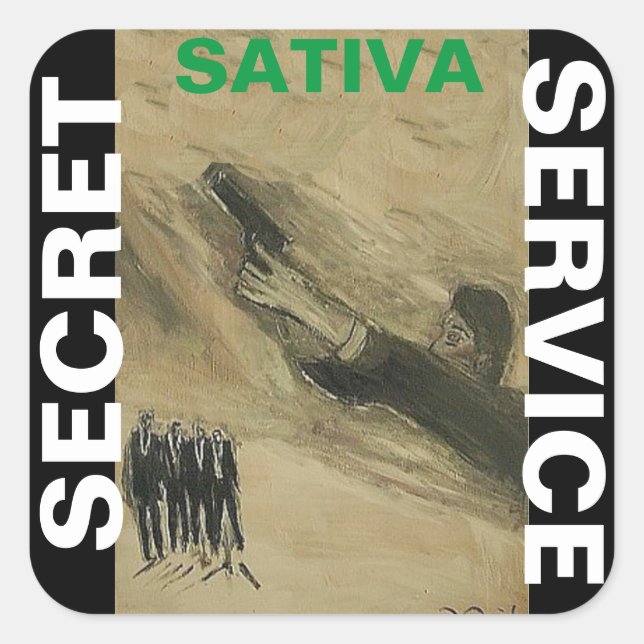 STICKER CARRÉ SERVICE SECRET SATIVA (Devant)