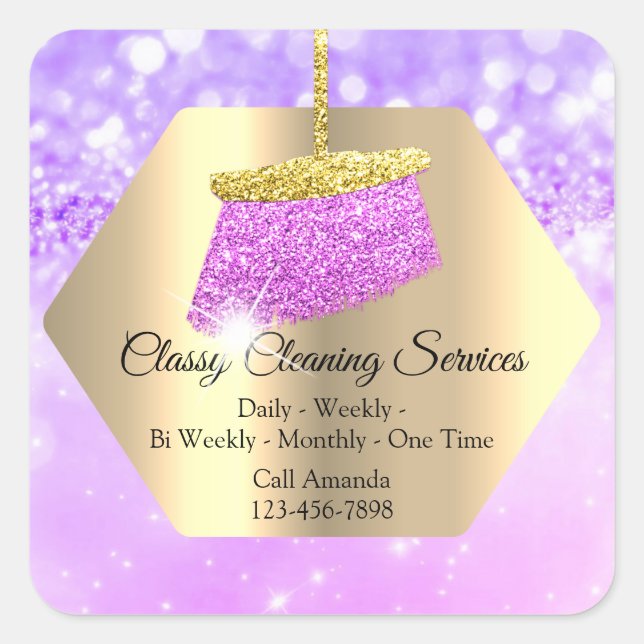 Sticker Carré Services de nettoyage classique Maid Housekeeper L (Devant)