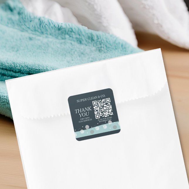 Sticker Carré Services minimaux de nettoyage moderne en bleu fon (Créateur téléchargé)