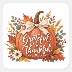 Sticker Carré Serviettes en papier Terracotta Friendsgiving, Gra