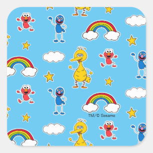 Sticker Carré Sesame Pals Rainbow Doodley Motif