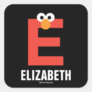 Sticker Carré Sesame Street   E est pour Elmo