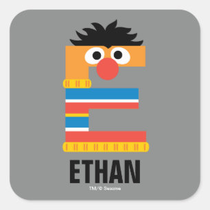 Sticker Carré Sesame Street   E est pour Ernie