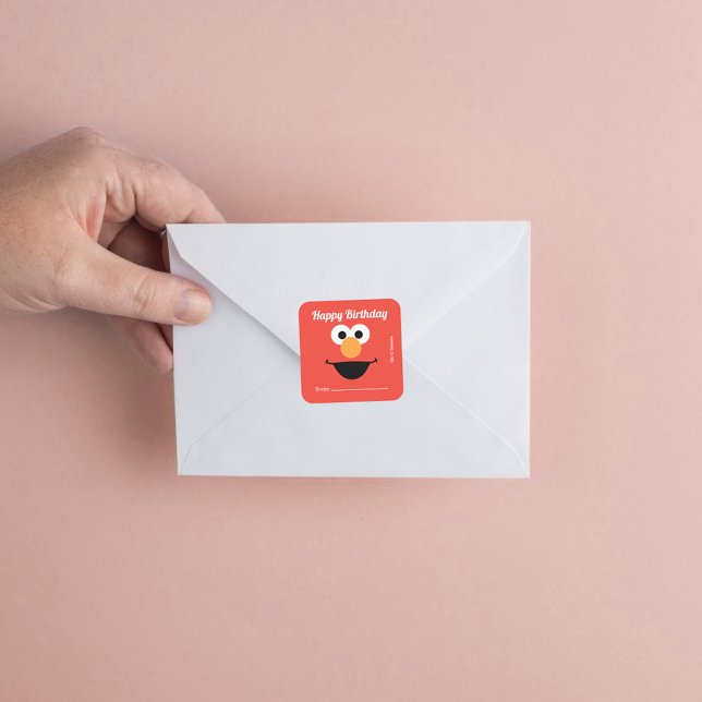 Sticker Carré Sesame Street Elmo | Un Cadeau De - Anniversaire  (Sticker on envelope)