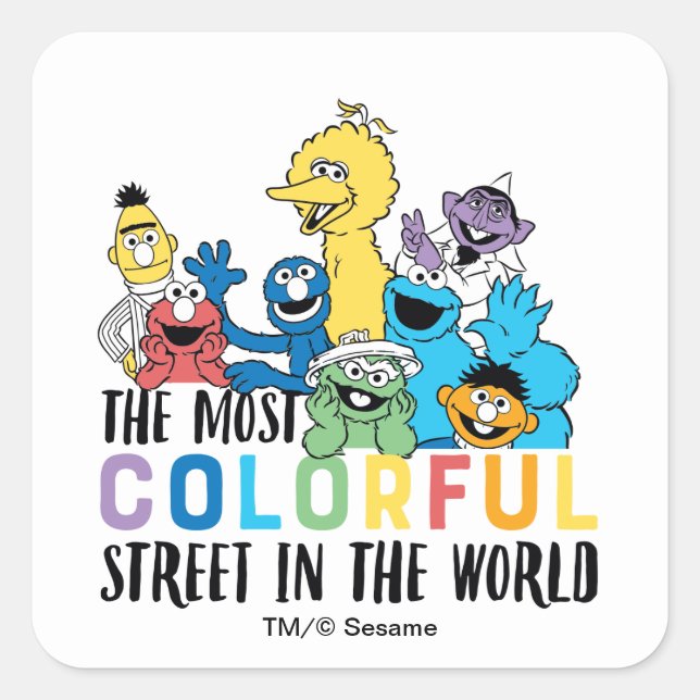 Sticker Carré Sesame Street | La rue la plus colorée (Devant)