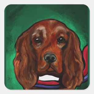 Sticker Carré Setter Rouge Irlandais