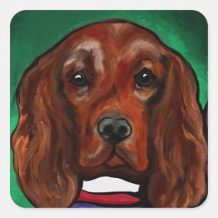 Sticker Carré Setter rouge irlandais