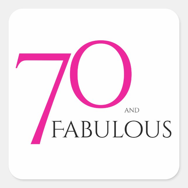 Sticker Carré Seventy and Fabulous Minimal Pink 70th Birthday (Devant)