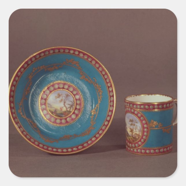 Sticker Carré Sevres bleu celeste café tasse et soucoupe, c.1780 (Devant)