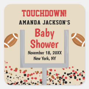 Sticker Carré Sexe Révéler Football bébé garçon douche touchdown