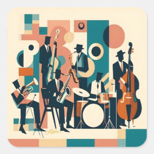 Sticker Carré Sextet de l'ère du jazz du milieu du siècle