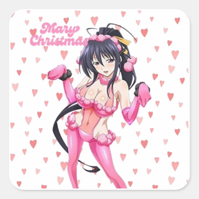 Sticker Carré Sexy Santa Marry Cristmas Pink Heart Anime Diva (Devant)