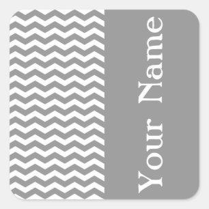 Sticker Carré Seychelles Grey Wave Chevron avec nom