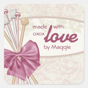 Sticker Carré Shabby chic aiguilles tricot arc damask