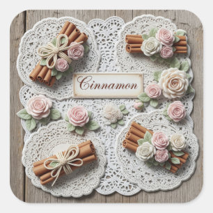 Sticker Carré Shabby Chic. Cannelle, par Natasha Us