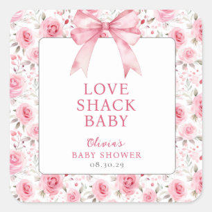 Sticker Carré Shabby Chic Coquette Pink Love Shack Baby shower