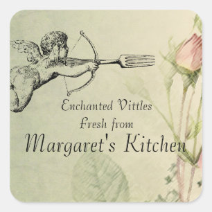 Sticker Carré Shabby chic cupid fourche flèche nourriture étique