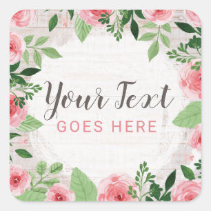 Sticker Carré Shabby Chic Roses rose sur rustique Pays Barre Boi